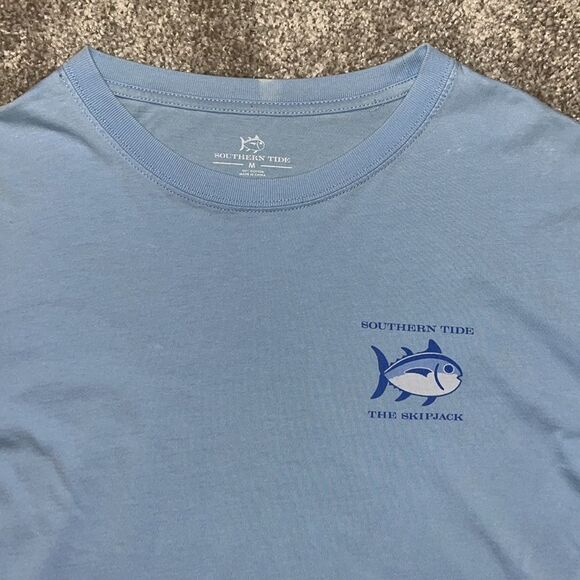 Southern Tide Skipjack Tuna Logo T Shirt UNC North Carolina Blue Boating Fishing - Picture 5 of 6